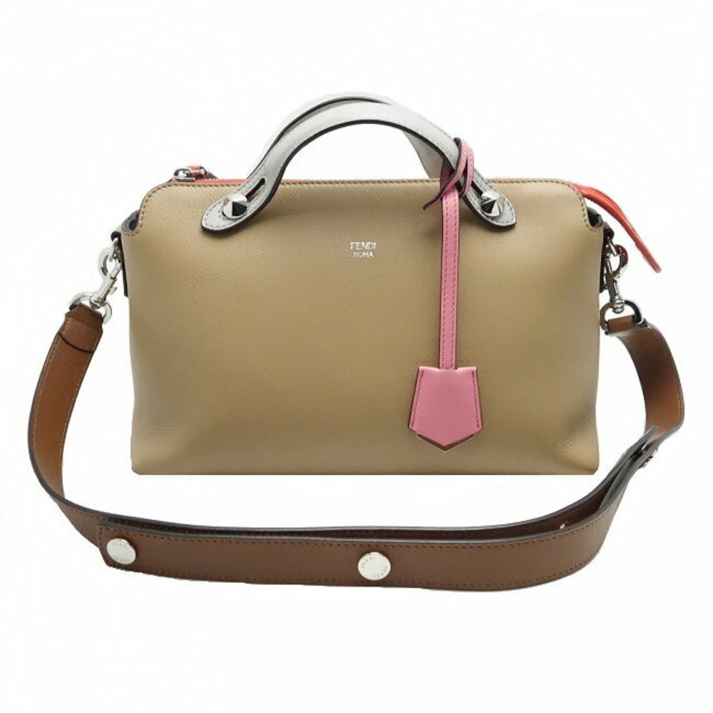 Fendi Bag By the Way Calfskin Beige Gray Pink Orange